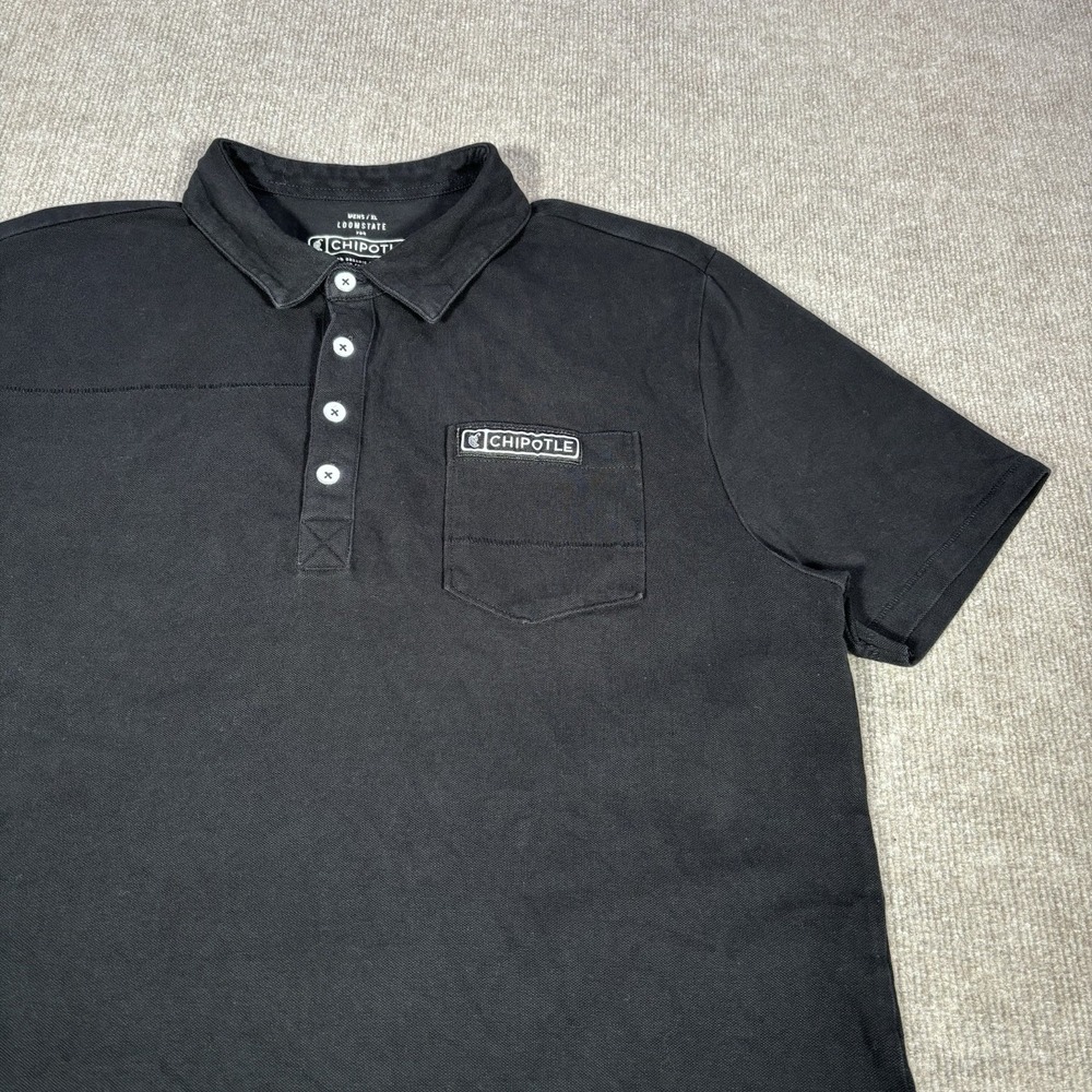 Chipotle Polo Shirt Mens XL Short Sleeve Black Knit Employee Uniform Loomstate